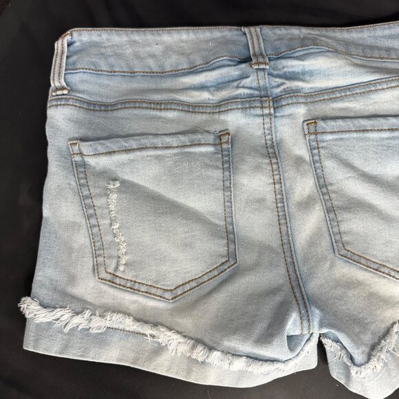 Celebrity Pink Distressed Light Blue Cutoff Cuffed Shorts Women’s - Picture 9 of 12